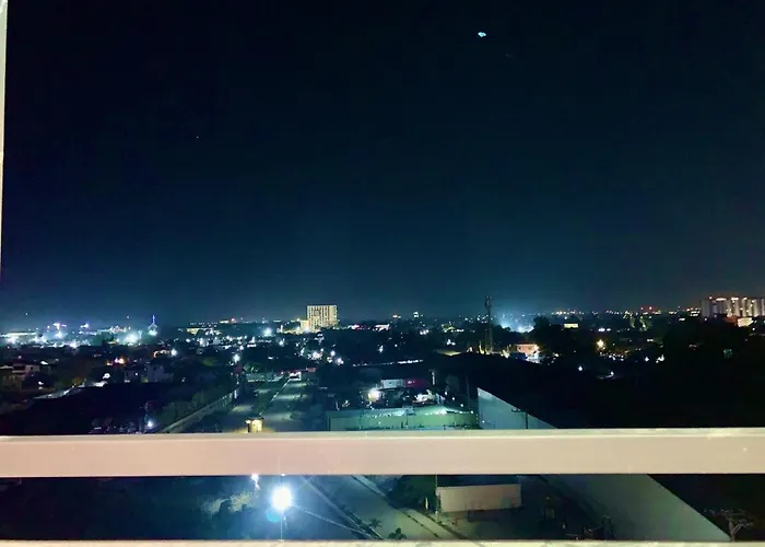 Cozy Maroon Theme And Lights View At Night Apartment *